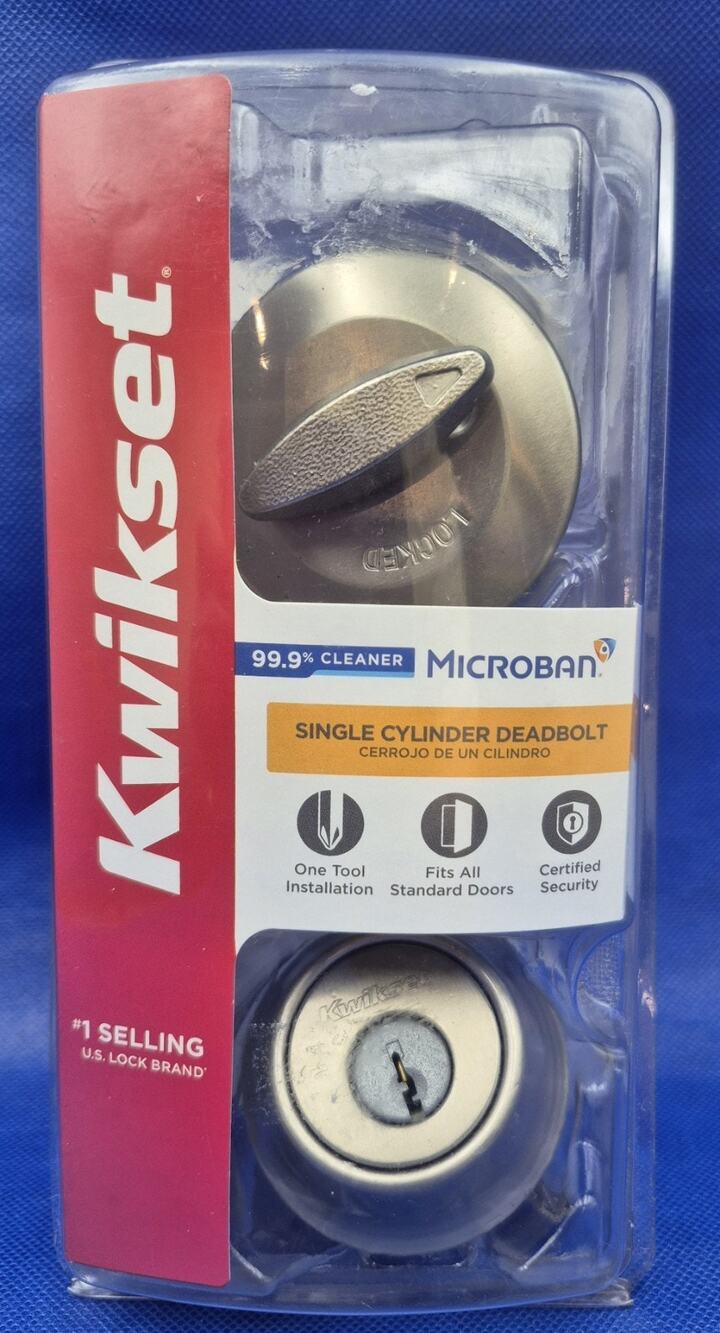 Kwikset Microban Single Cylinder Deadbolt NEW Fits All Standard Doors